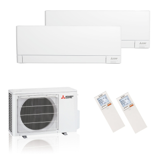 Mitsubishi Electric Klimaanlage Standard Wandgerät Multisplit Set mit 2 Innengeräten