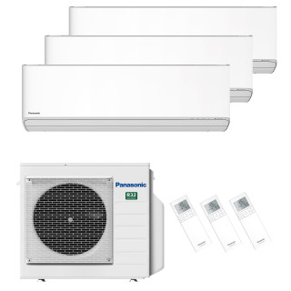 Panasonic Klimaanlage Etherea Multisplit Set mit 3 Innengeräten 2 x 2,5 kW + 3,5 kW Mattweiß