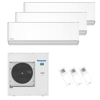 Panasonic Klimaanlage Etherea Multisplit Set mit 3 Innengeräten 2 x 2,5 kW + 5,0 kW Mattweiß