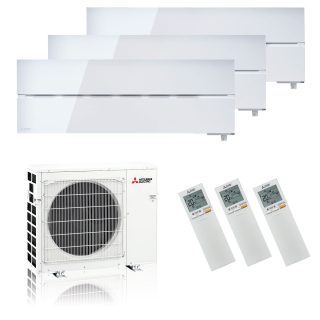 Mitsubishi Electric Klimaanlage Diamond Wandgerät Multisplit Set mit 3 Innengeräten 2 x 2,5 + 5,0 kW Naturweiß