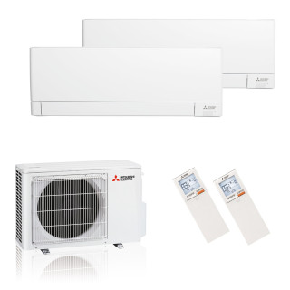 MITSUBISHI ELECTRIC Klimaanlage Kompakt Hyper-Heating Wandgerät Multi Split Set 2 x MSZ-AY25VGK / MXZ-2F53VFHZ 2 x 2,5 kW
