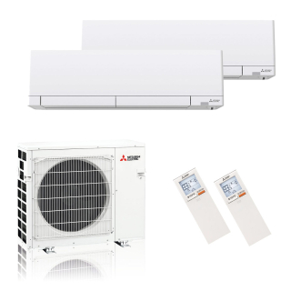 Mitsubishi Electric Klimaanlage MSZ-RW Wandgerät Hyper Heating Multisplit Set 2 x 3,5 kW