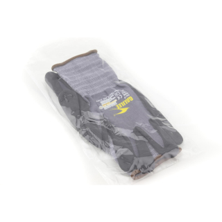 Royaltec Nylon-Strickhandschuhe, Micro-Nitrilschaum-Beschichtung auf Innenhand und Fingerkuppen, grau/schwarz.12 Paar/VPE Größe 9