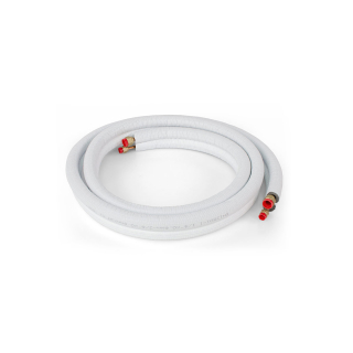 7 Meter Isoliertes CU-Rohr, Isol. schwerentflammbar 9mm 1/4" + 3/8" (gebördelt)